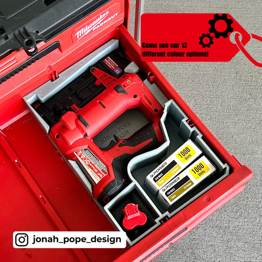 Jonah Pope M12 23 Gauge Pin Nailer Drawer Insert-Milwaukee Packout 2 & 3 Drawer, Shop Organizer, Custom Packout Storage Mods